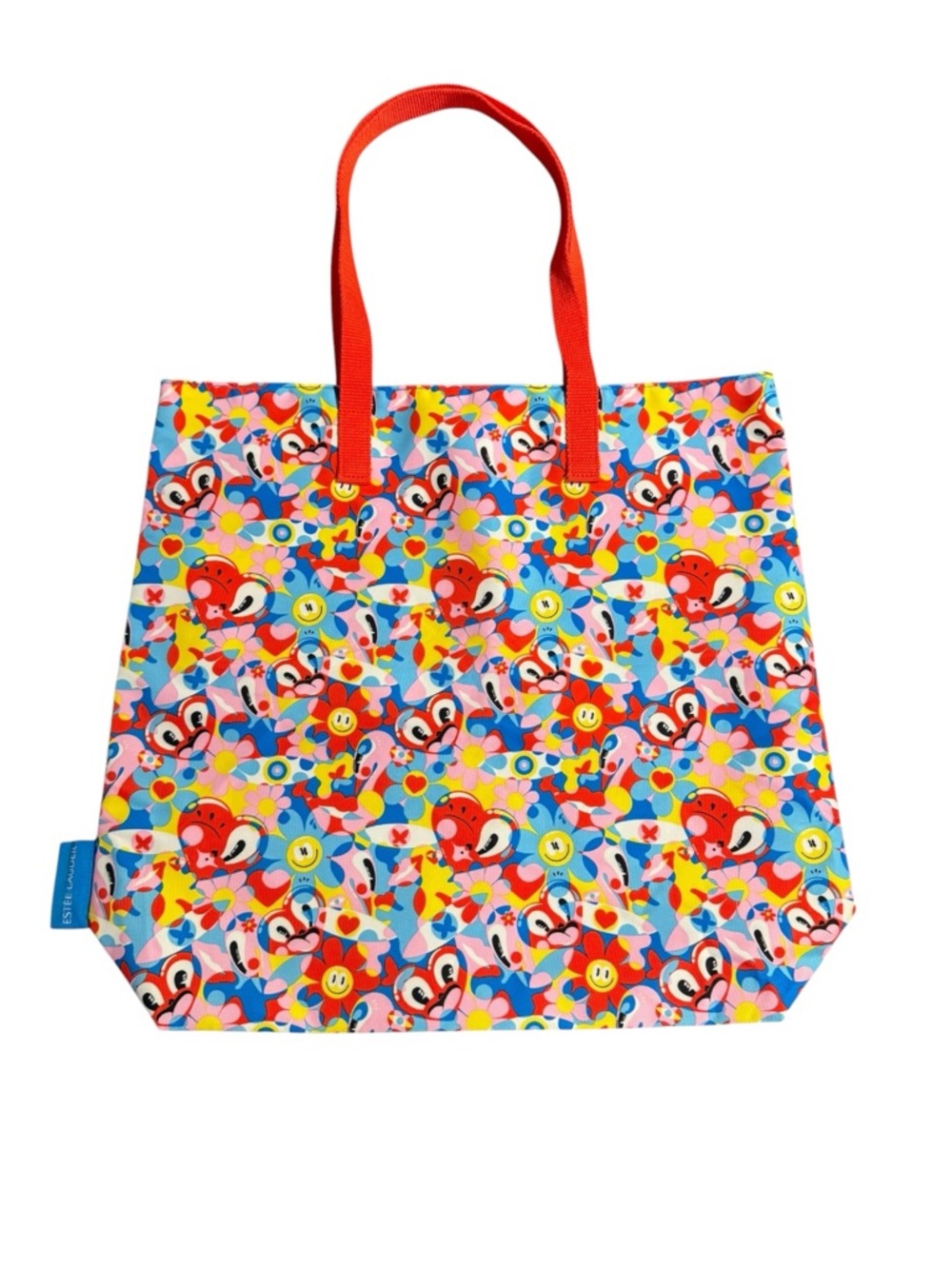 Estee Lauder Pop Art Floral Heart Smiley Face Tote Bag Multi-Color Shopper